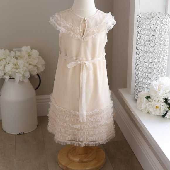 SPECIAL Dainty Vintage Style Boutique Toddler Dress Overlay Size 2 BEAUTIFUL NWT - Picture 5 of 7